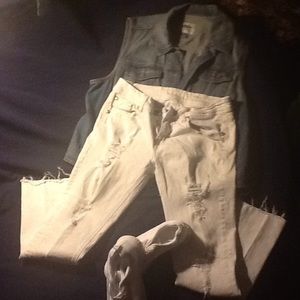 White jeans with holes ( bought that way )